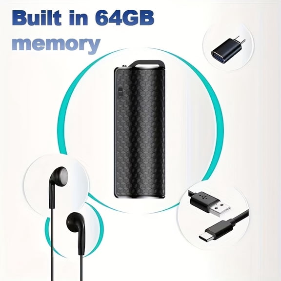128GB Magnetic Voice Recorder AI Triple Noise Reduction Voice Activated 35 Days Long Recording Digital Recorder for Meetings Interviews Classrooms