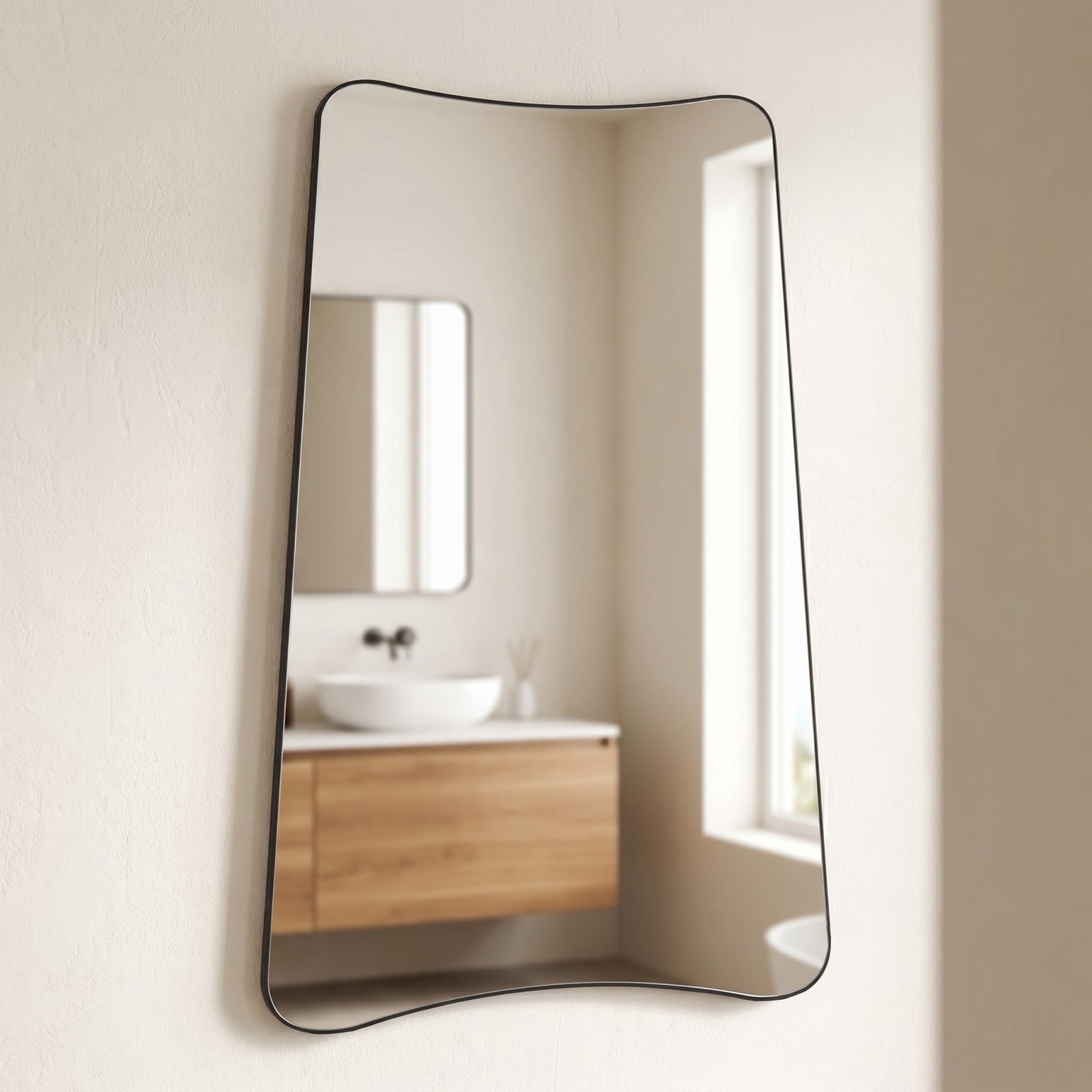 GRAHMCY 26"x38" Irregular Wall-mounted Bathroom Mirror Vanity Decorative Mirror