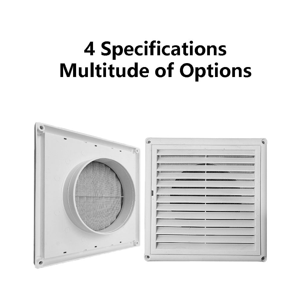 TOP-MAX Wall Exhaust Vent Fan Covers Louvered Exhaust Hood Grille White (200mm/8inch)