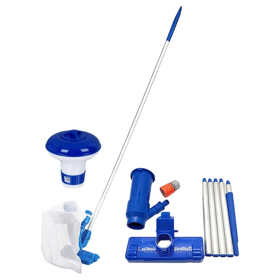 VAIFTILNO Pool Cleaning Kit Include Vacuum Head with 5 Aluminum Pole, Pool Cleaning Kit, Leaf Skimmer Net with Mesh Bag, Pool Brush and Connector for Above Ground and Inground Pools