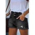 thumbnail image 4 of Women's Gray Cuffed High Rise Denim Shorts, 4 of 6