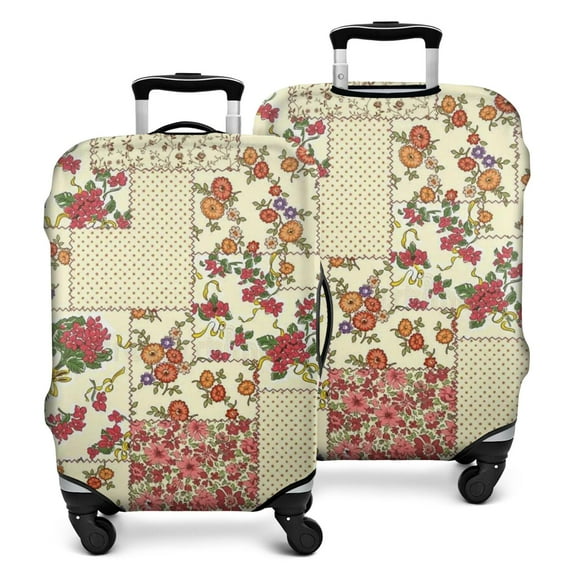 Pioneer Flower Floral Print Pattern Luggage Cover Fashion Suitcase Cover Baggage Covers Fit 25-28 Inch Luggage (Go Travel)