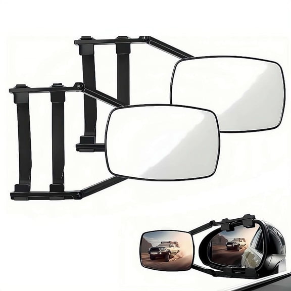 2 Pcs Clamp-On Telescopic Towing Mirrors, Universal SUV Blind Spot Auxiliary Mirrors with 360° Adjustable Angle