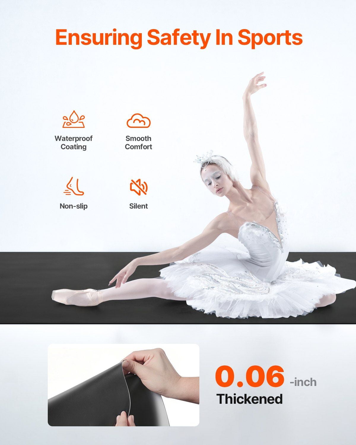 Non-Slip 6.6' x 3' PVC Gym Flooring Mat – Ideal for Yoga Mats, Pilates Equipment, Home Exercise Fitness