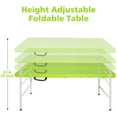 thumbnail image 3 of HooKung 4 FT Folding Table with Carry Handle, Portable Fold-in-Half Plastic Table, Rectangle Foldable Table for Indoor/Outdoor Green, 3 of 7