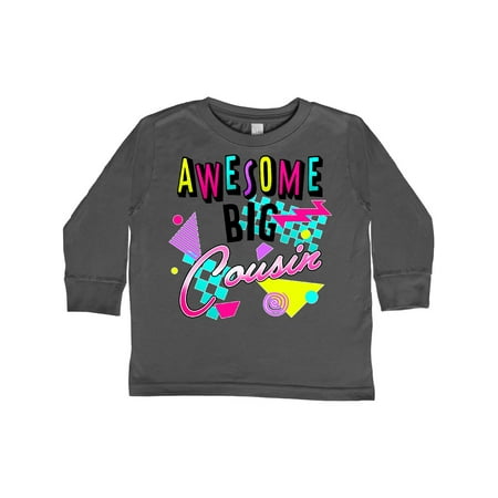 

Inktastic Awesome Big Cousin- 80s retro style Gift Toddler Boy or Toddler Girl Long Sleeve T-Shirt