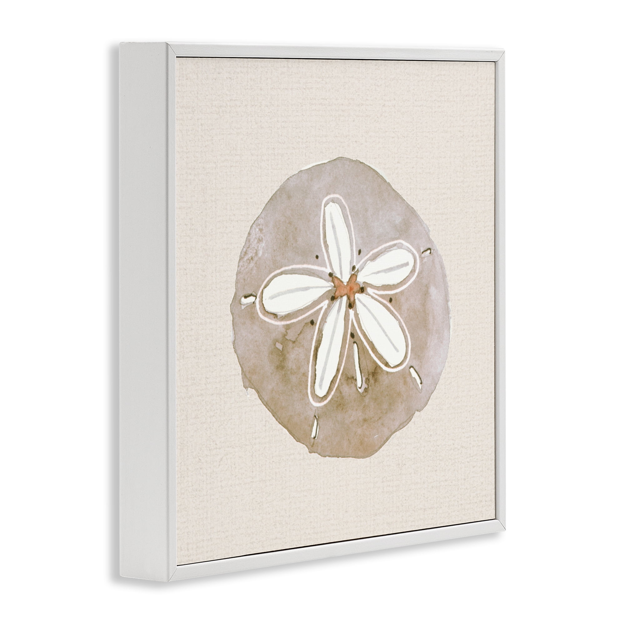 Stupell Industries Serene Beige Sand Dollar White Framed Giclee Art, design by Lanie Loreth