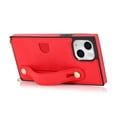 thumbnail image 3 of Allytech Slim Case for iPhone 14 Plus with Card Slot & Shoulder Strap, Premium PU Leather Adjustable Strap Wristband Kickstand Shockproof Full Protective Cover for Women Men - Red, 3 of 11