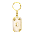 thumbnail image 4 of Celestial Half Moon and Sun Light Stainless Steel or 18k Gold Premium Swivel Dog Tag Keychain, 4 of 16