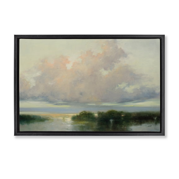Stupell Industries Traditional Clouds And Currents View Black Floating Frame Canvas Art, 25 x 17, by Julia Purinton
