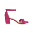 thumbnail image 3 of BLISSFUL STEP Women's Shoes Open Toe Mid Block Heel Ankle Strap Faux Suede Sandals Hot Pink 10, 3 of 7