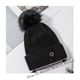 thumbnail image 3 of Gorro de lana de bola de pelo cálido con protección para los oídos de punto de lana de doble capa para mujer Fridja nalpqowj1807, 3 of 9