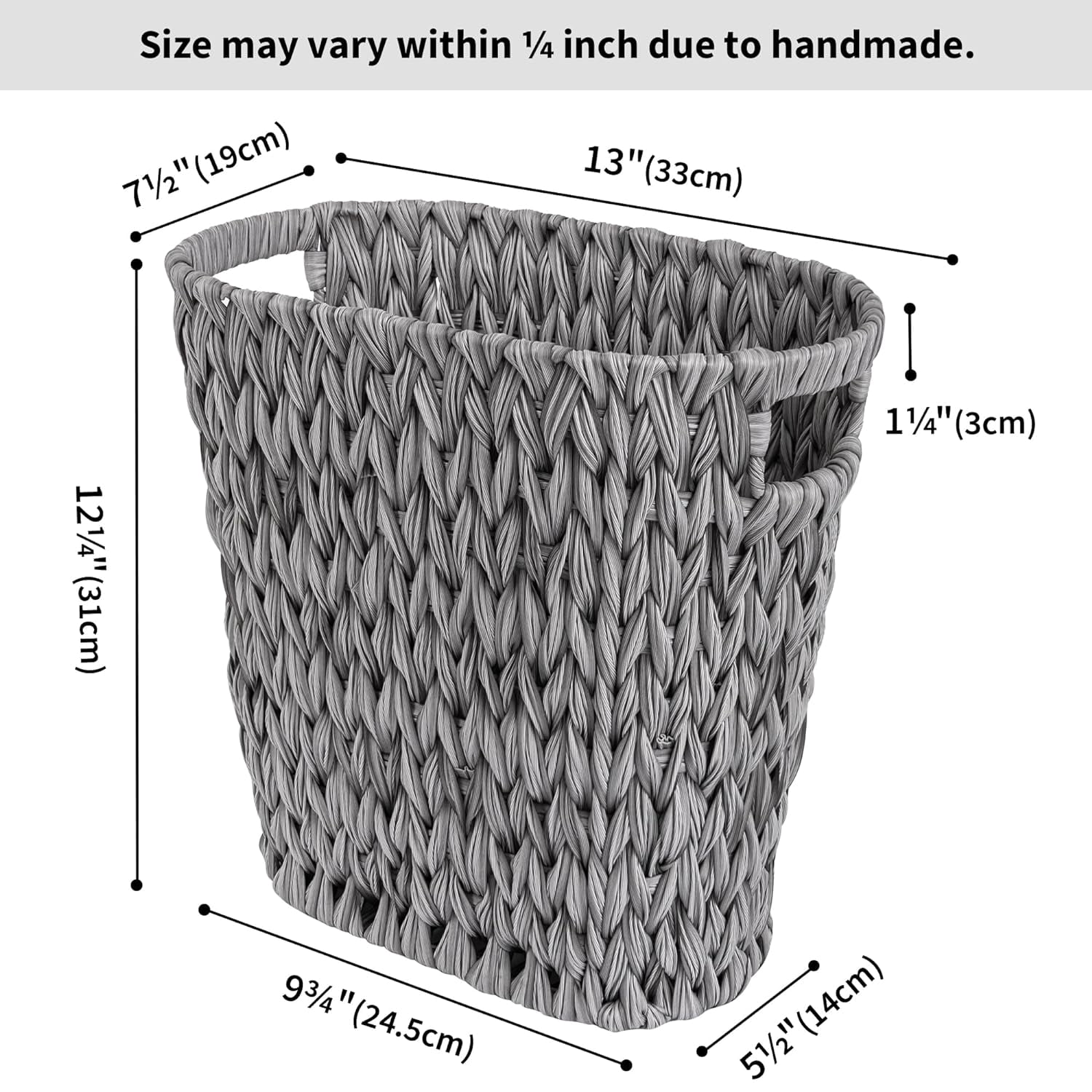 GRANNY SAYS Wicker Trash Can, Waterproof Bathroom Waste Basket, Handwoven Decorative Garbage Can, 19 Liters,/5 Gallons, Gray