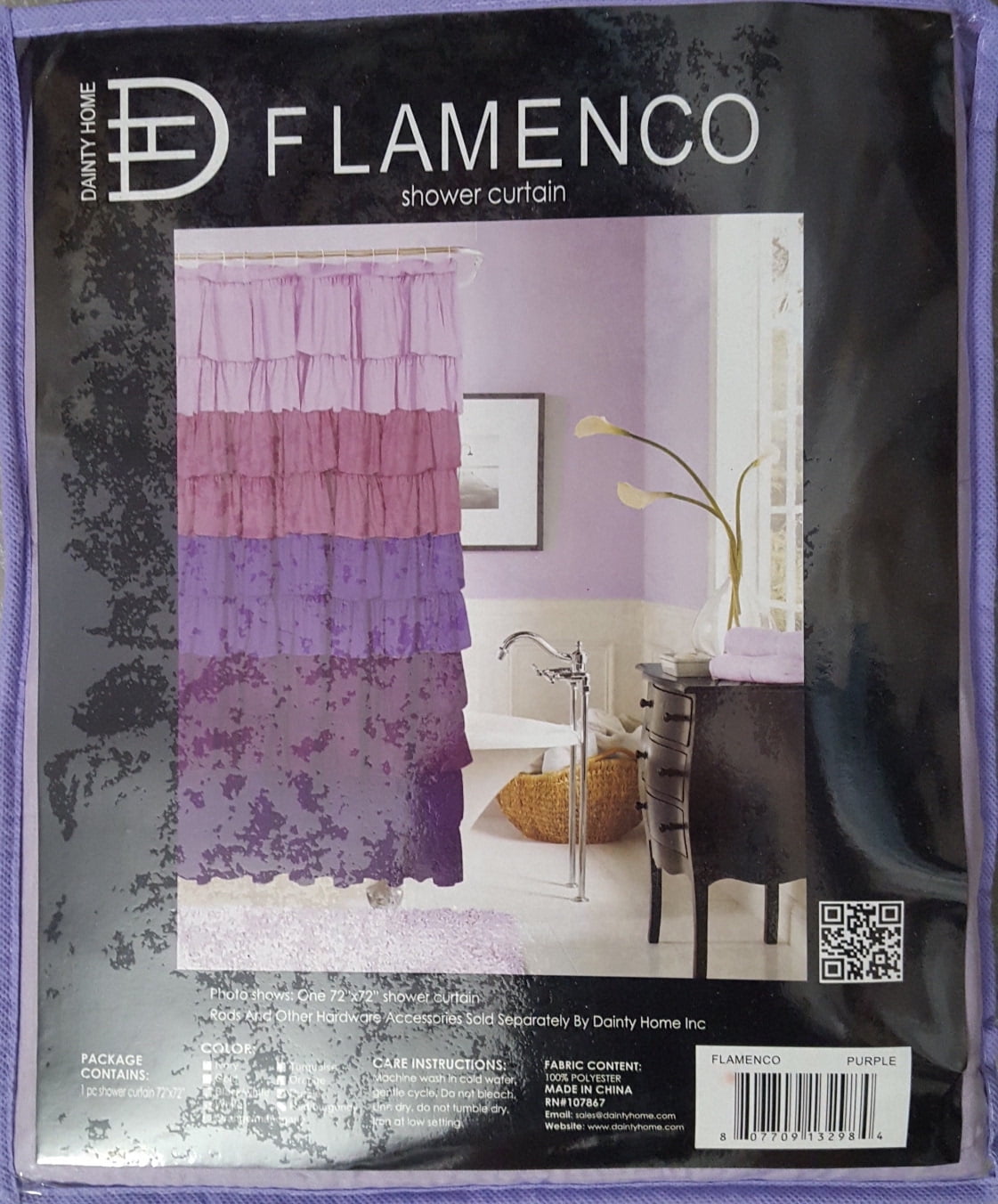 Dainty Home Flamenco Ruffled Fabric Shower Curtain Walmart Com