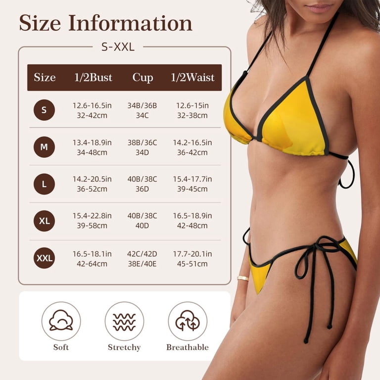 Japuie Yellow Lemon Print Women's Two Piece Bikini Swimsuit, Sexy