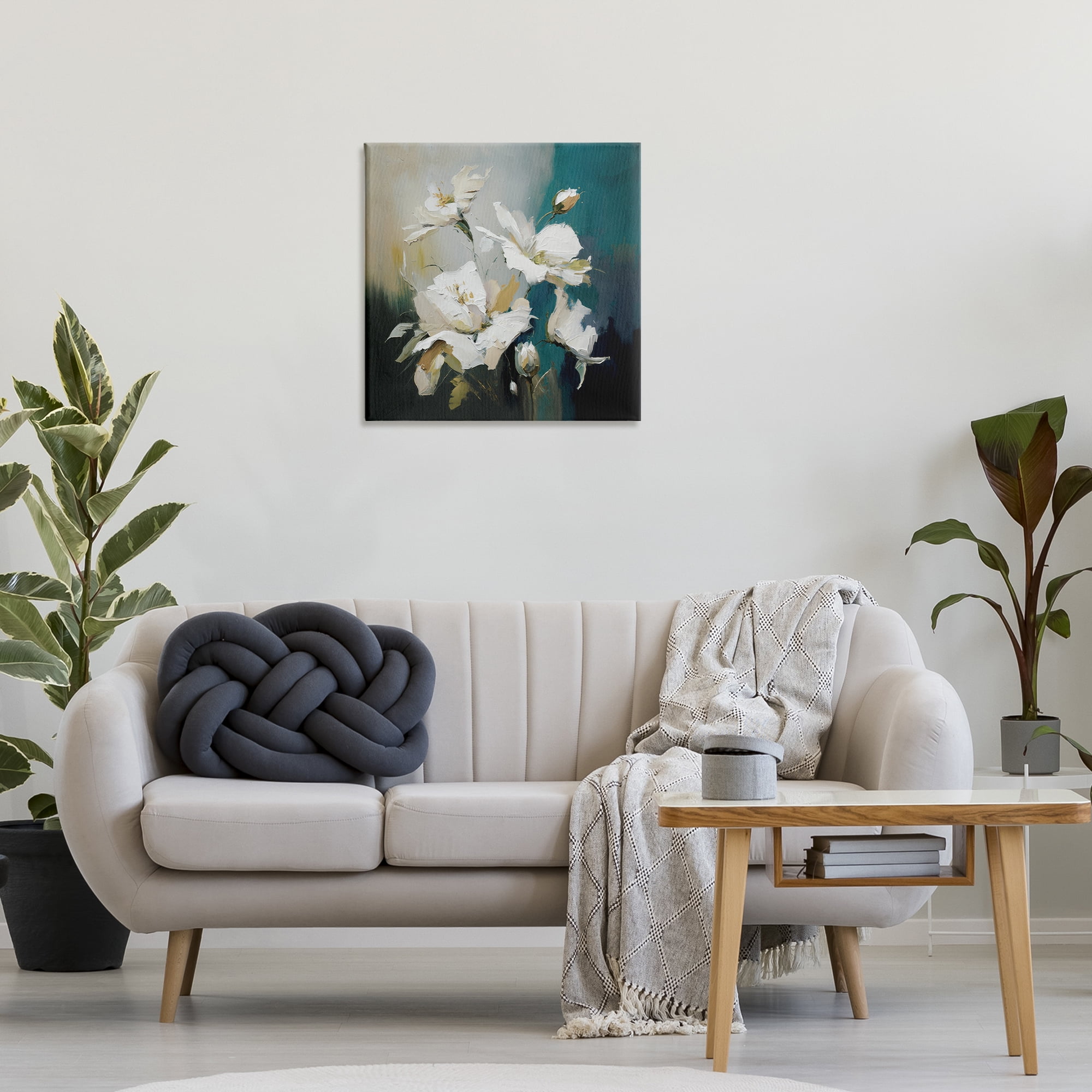 Stupell Industries Painterly Daubed Flowers Plants & Flowers Painting Wrapped Canvas Art Print Wall Art, 24 x 24