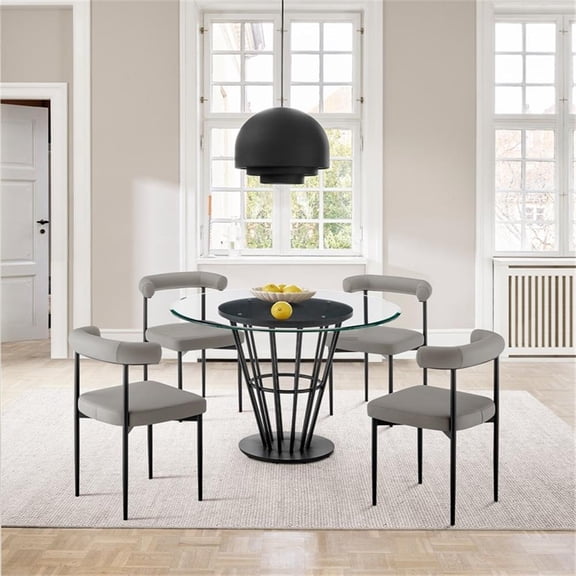Veronica Shannon 5 Piece Round Dining Set with Gray Faux Leather