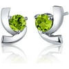 2 ct Round Green Peridot Stud Earrings in Sterling Silver