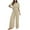 T#Beige84, variant on CAIVO Stylish Women Jumpsuit Onesie Casual Wear Slim Fit With Waist Cinching Versatile Design For Summer Autumn Solid Color Breathable Dailywear