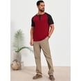 thumbnail image 5 of DARING DIVA Men's Henley Button Down Color Block Short Sleeve T-Shirt S Burgundy, 5 of 7