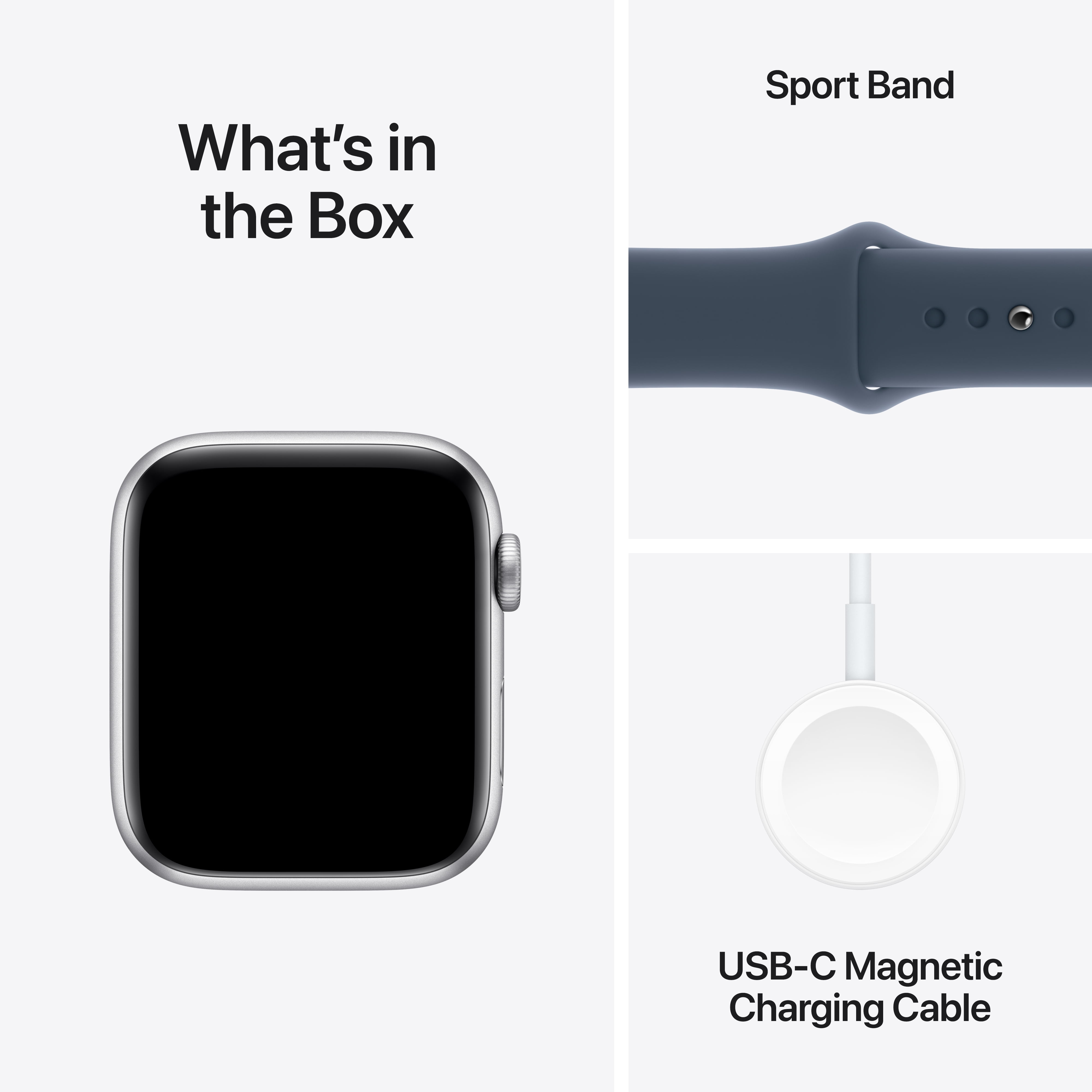 Apple Watch SE (2nd Gen) [GPS + Cellular 44mm] Smartwatch with Silver Aluminum Case and Storm Blue Sport Band - M/L. Fitness & Sleep Tracker, Crash Detection, Heart Rate Monitor