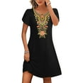 thumbnail image 2 of Hyknon Robes pour Femmes Mode Décontractée Ample Été Imprimé Manches Courtes Robe Décontractée Douce Fluide Ample, 2 of 5