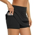 thumbnail image 2 of Fgnfyis Women's Casual Solid Tennis Skirt Yoga Sport Skirt with Built In Shorts for Comfortable Wear Black XXL, 2 of 7