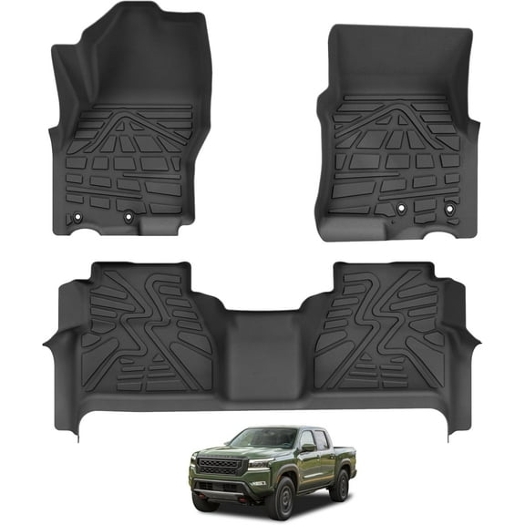 MRY All-Weather Floor Mats for 2022-2025 Nissan Frontier Crew Cab (With Storage) - TPE Front & Rear Liners