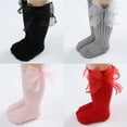 thumbnail image 6 of Baby Girls Knee High Socks Lace Bow Tube Ruffled Knit Cotton Long Stockings for Infants Toddlers Girls, 0-3Y, 6 of 7