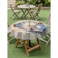 thumbnail image 5 of Outdoor Tablecloth with Umbrella Hole Zipper Shell Coastal Round Tablecloth 60" Waterproof Outside Table Cloth Blue Yellow Summer Beach Nautical Ocean Patio Table Cover Tablecloths for Picnic Party, 5 of 8