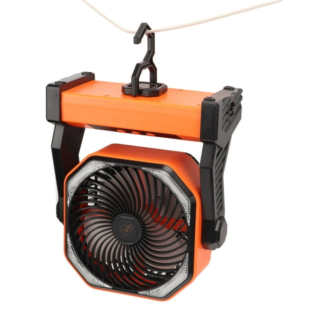 Camping Fan with LED Lantern 4 Levels 270 Degree Large Air Volume USB Rechargeable Outdoor Tent Fan with Hook for Camping