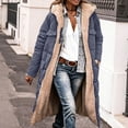 thumbnail image 5 of ITSAME Womens Plus Size Reversible Sherpa Lined Coat Winter Thermal Versatile Casual Outerwear with Pockets Navy Size M, 5 of 9