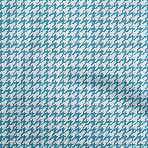 oneOone Viscose Chiffon Teal Blue Fabric Houndstooth Quilting Supplies Print Sewing Fabric By The Yard 42 Inch Wide