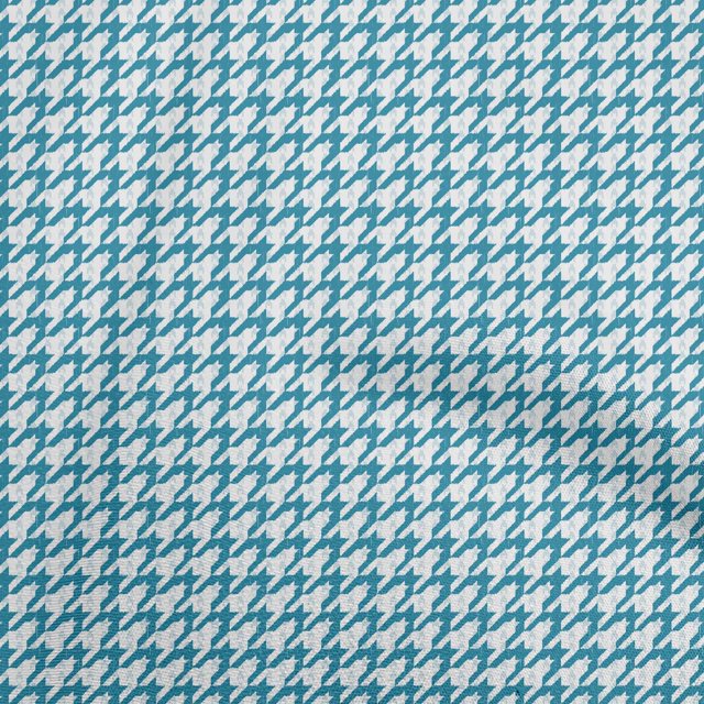 oneOone Velvet Teal Blue Fabric Houndstooth Craft Projects Decor Fabric Printed By The Yard 58 Inch Wide