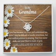 Grandmother Necklace Grandma from Grandson Daughter I Love You Because Love Knot Message Card