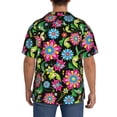 thumbnail image 3 of Uemuo Vector Mexican Otomi Style Bright Pattern Cotton Linen Short Sleeve Shirts,Casual Lightweight Button Down Shirts,Vacation Beach Summer Tops-Large, 3 of 7