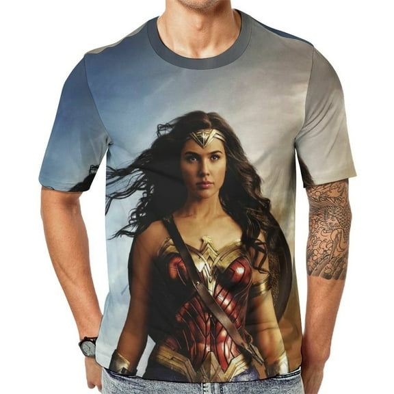 Wonder Woman T-Shirt Full Print Short Sleeve Crew Neck Casual Novelty Graphic Tee Shirt Tops for Men Women S