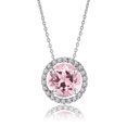 thumbnail image 1 of Collar con Colgante de Halo de Turmalina Rosa JeenMata 1,25 Quilates Baño de Oro Blanco para Adultos y Mujeres, 1 of 5