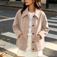 thumbnail image 2 of Busydd Suede Jackets for Women with Pockets Fashion Solid Color Button Down Fall Jackets Casual Comfortable Long Sleeve Lapel Jackets, 2 of 10