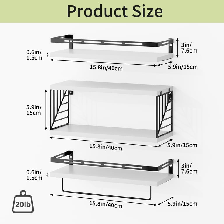 Fairy 4-Tier Bathroom Floating Shelves, White photo 7