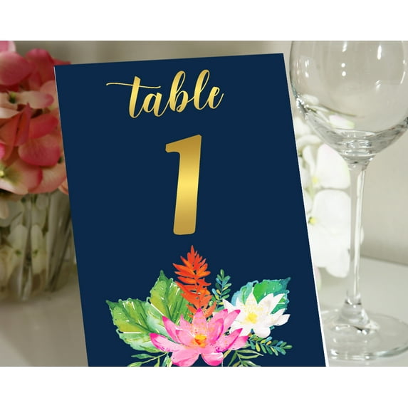 Darling Souvenir Lotus Floral Border Table Numbers DIY Wedding Reception Table Top Cards-4" x 6" (1 to 50)