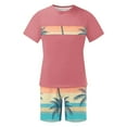 thumbnail image 5 of YLSDY Hawaiian Two Piece Sets for Men Short-Sleeve Oversized T-Shirts Tops with Graphic Shorts O-Neck Pullover Shirt Suits Lightweight Trendy Outerwear Pink XXXXL, 5 of 5