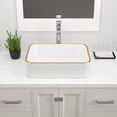 thumbnail image 3 of Dcolora 19"x15" Rectangular Vessel Sink with Golden Rim – White Ceramic Bathroom Sink, Modern Above Counter Vanity Basin, Stylish Sink for Bathroom Remodel, Luxury Lavatory Sink, 3 of 6