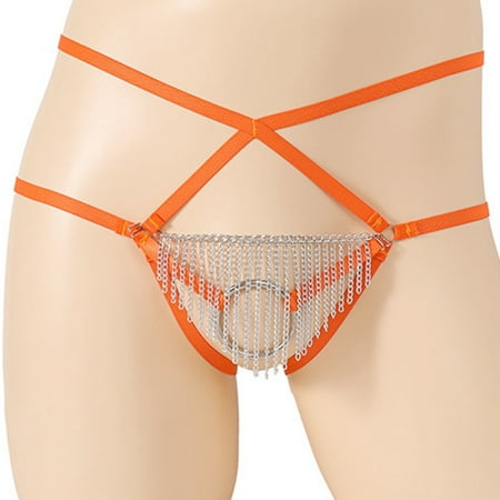 New Men s Sexy And Underwear Chain Ring Underwear Thong (2) Teal Lingerie for Women