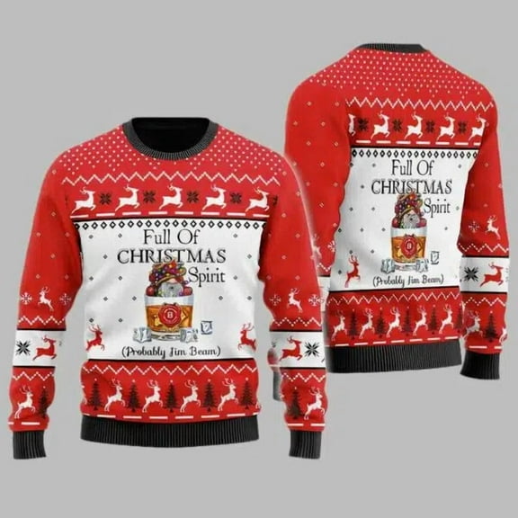 Full Of Christmas Spirit Jim Beam 3D Christmas Sweater