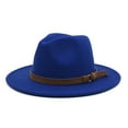 thumbnail image 3 of BAYAIXZ Vintage Wide Brim Fedoras Hat Women Classic Felt Fedora Wide Brim Hat with Belt Buckle Large Felt Panama Rancher Hat (Blue,One Size), 3 of 3