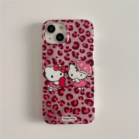 Sanrio Hello Kitty sweet and cool leopard print mobile phone case suitable for iPhone15 14 13promax 12 creative protective case