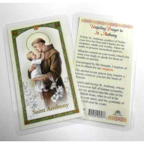 SFI Unfailing Prayer to St. Anthony Laminated Prayer Cards 2 Pack