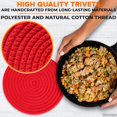 thumbnail image 3 of ORUYROP 3Pcs Trivets for Hot Dishes-Red Instant Pot Trivet for Hot Pans Kitchen Decor Pot Mat, Woven Trivet Rubber Feet Trivets for Kitchen Counter Protectors Heat Resistant Pads for Countert, 3 of 7
