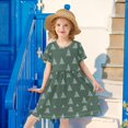 thumbnail image 6 of FORMRS Girls Short Sleeve Dress Summer Casual Round Neck A-line Beach Sundress, Sizes 2T-8T, New Year Tree Pattern, 6 of 8